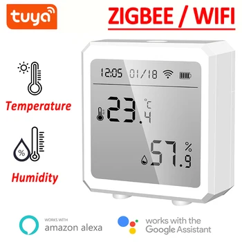 Tuya WIFI, Zigbee Senzor za temperaturu i vlagu, Hygrometer za prostor, Termometar i LCD display, program za upravljanje pametan dom za Alexa Google