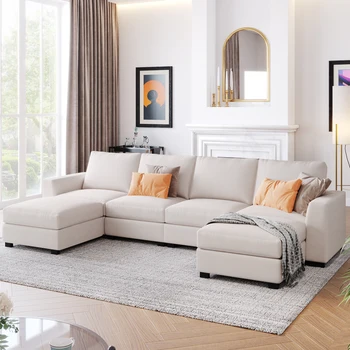 U-oblika kauč od 3 predmeta, univerzalni kauč-ležaj sa odvojivim otoman, moderan dizajn dnevni boravak