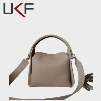 UKF Elegantan 100% prirodna torbu od meke kože Toga sa širokim trakama, Ženske torbe preko ramena za žene, torba dr., Luksuzna torba za djevojčice