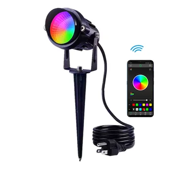 Ulični led krajolik reflektor Smart App Control 15 W RGB Bluetooth, reflektor IP65, vodootporan lampa za vrt, vrt, zid, drvo, travnjak