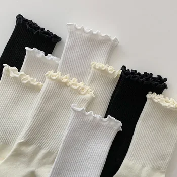 Univerzalni crno-bijele čarape u vintage stilu sa pravilima za žene, sve sezone svakodnevne studentske čarape od punog pamuka