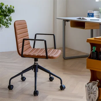 Uredske stolice od skandinavske kože za uredski namještaj, lako se luksuzni uredski stolci za glavu, dizajn računalo stolica s okretati naslona za ruke za kabinet