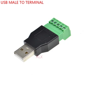 Utikač USB (A-type 2.0 S 5-kontakt vijak kontakta, korak priključka od 3,5 mm, konverter USB-a USB 2.0, adapter