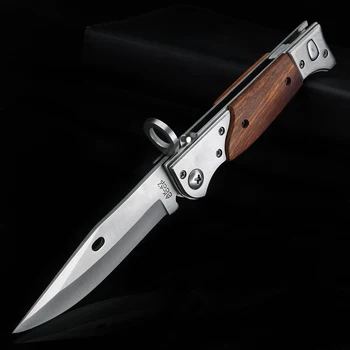 Vanjski višenamjenski nož nož na sklapanje kamp EDC alat s drvenom drškom visoke tvrdoće nož na sklapanje, lovački nož