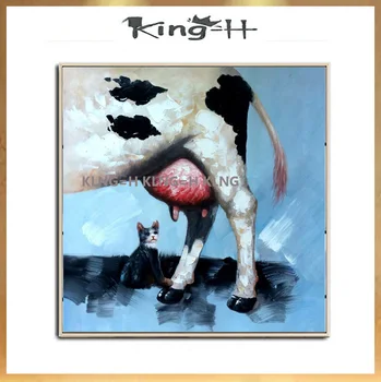 Velika mliječna krava, wall art, ručno oslikana, visokokvalitetno ulje na platnu za životinje, krave, na platnu, Lijepa zidno slikarstvo ulje za krave