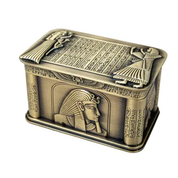 Vintage egipatska фараонова metalna kutija s terenom Egipatski poklon kovčeg za Pohranu dom umjetnosti, ukras za ručni rad, Kutija-Kovčeg