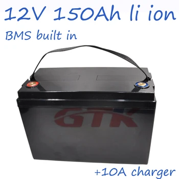 Visokokvalitetan novi litij-ion polimer baterija 12V 150AH za brod motor, napajanje za solarne baterije, pogon solarne energije + punjač 10A