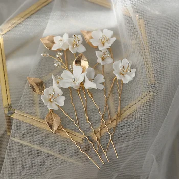 Vjenčanje pribor Porculan cvjetne ukosnice za kosu, spojnice, berba zlatne kopče za nevjeste, ženske kape, nakit za vjenčanje