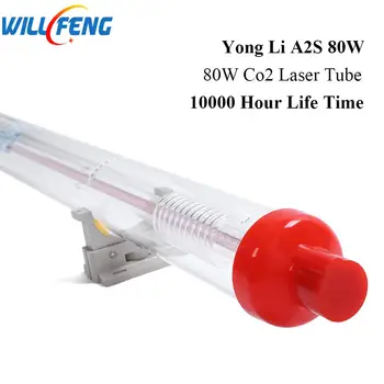 Will Feng 80w Yong Li A2s Co2 Laserska Cijev Dužine 1250 mm Promjera 80 mm, Za Rezanje I Гравировального Stroja 10000 Sati Staklena Lampa