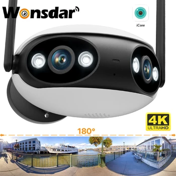 Wonsdar 4K HD 8MP Wifi Skladište 180 ° Panoramske Двухобъективные Kamere za Nadzor Ai Humanoid Detection Onvif P2P iCSee