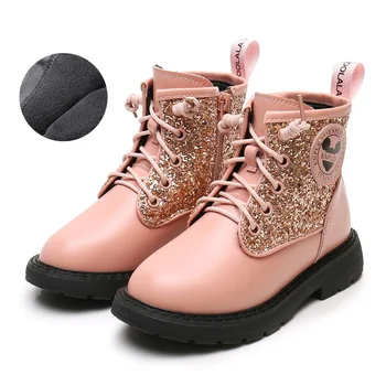 XPAY/ zimske čizme od bičevati, dječje zimske čizme, cipele za djevojčice, vodootporan đonovi cipele od prave kože, sa pamučnom postavom, Veličina 26-37