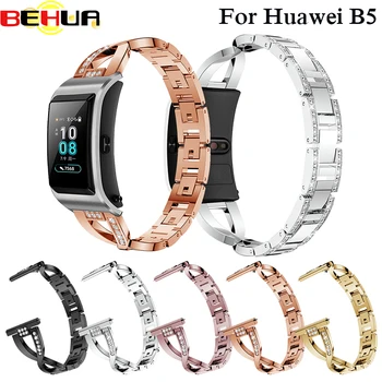 Za Huawei B5 Uzicom za narukvice od nehrđajućeg čelika sa štrasom remen za sat za Huawei B5 Smart Watch Bands narukvica narukvica za sat