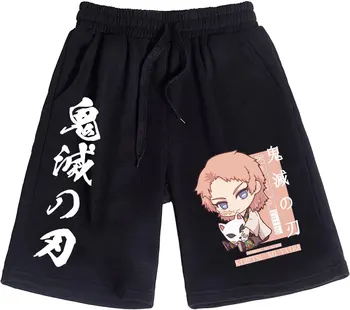 Zabavne anime Kratke hlače s grafičkim po cijeloj površini Demon Slayer, muške i ženske gaćice u stilu manga харадзюку Оверсайз, svakodnevne slobodne aktivnosti na plaži kratke hlače