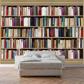 Zidni bookshelf, biblioteka, pozadina za uređenje doma, 3D dnevni boravak, spavaća soba, samoljepljive tapete na red, freska