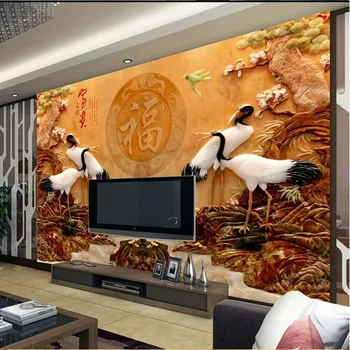 zidno slikarstvo 3D tapete beibehang na red u stilu kineske navoja na нефриту u dnevnom boravku kauč na TV back-end desktop bešavne obloge