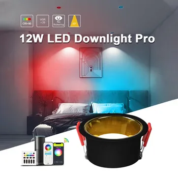 Zigbee Smart Downlight RGB CCT 12 W led stropna svjetiljka, ugrađivanja daljinski upravljač, rasvjeta, Rad sa SmartThings Alexa Smart Life