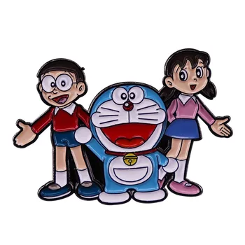 Znanstveno-fantastična комедийная broš u manga stilu Нобита Ноби, Минамото Shizuka s cartoonish эмалевым simbolom Doraemonnn