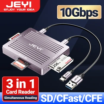 Čitač memorijskih kartica JEYI USB3.2 od 10 Gbit/s SD/CFast/CFE 3 u 1, omogućava istovremeno čitati karte CFexpress Type B / CFast Kartice i SD 7 / SD Card