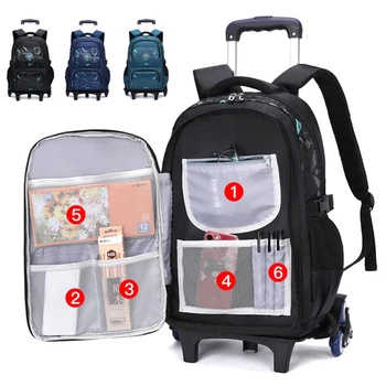 Školski ruksak s kotačima za djecu, naprtnjače na kotačima za djevojčice, torba za dječju ortopediju, školski ruksak s kotačima, putne torbe za kolica