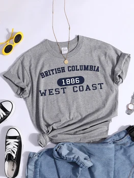 Ženska majica s Britanskom Kolumbijom 1886, na Zapadnoj Obali, Trend Vanjska Odjeća Za Hipsters, Funky Majica Kratkih rukava, Эстетичная Soft t-Shirt