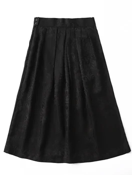 Ženska Nova suknja od tkanine Premium klase, lijepa Elegantna komforan crna suknja Midi prigradskim putovanje s džepovima