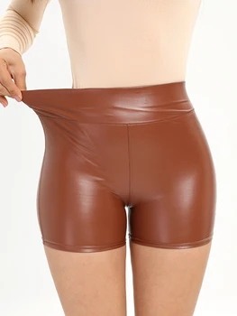 Ženske fleksibilne klub kratke hlače od umjetne kože s visokim strukom, seksi дискотечные kratke hlače, vruće hlače, biciklistički šorc, velike dimenzije 4XL 5XL, plesne gaćice