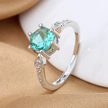 Ženski prsten Bettyue, jednostavne slatka prsten od cirkonij u obliku krugova boje plavog jezera, moderan luksuzni ženski nakit, poklon odjeća za stranke, pribor