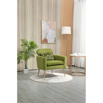 Акцентный stolice, ležaljka s leđa i držačem za nogu, moderne blagovaona stolice, Prikladne su za mnoge situacije, Jednostavna montaža, zelena