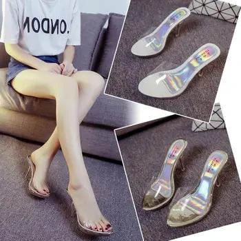 Желеобразные sandale od PVC-a, ženske cipele na visoku petu s otvorenim vrhom, prozirne plastične, staklene, papuče, cipele na petu 9 cm, prozirna ljetnih aktivnosti na plaži sandale