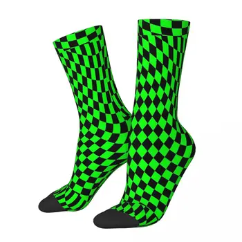 Неоново-zelene kariranih crne čarape raspoređen u redu s vrtlog iz horor film 