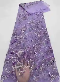 нигерийская teške cvjetne čipke tkanina od perli za večernjih haljina, plave afričke čipke i tkanine, afričke kvalitetne vjenčanje čipke 2023