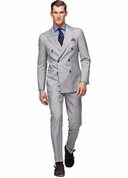 Однобортные kostime koji ima zabat lapels, svijetlo siva modni smoking, sportska jakna za muškarce (jakna + hlače + kravata + rupčići) Custome Homme Terno Masculino