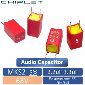 Пленочный audio kondenzator MKS2 63V 5% 2,2 uf 3,3 uf Polipropilen (PP) пленочный audio priključni kondenzator WIMA
